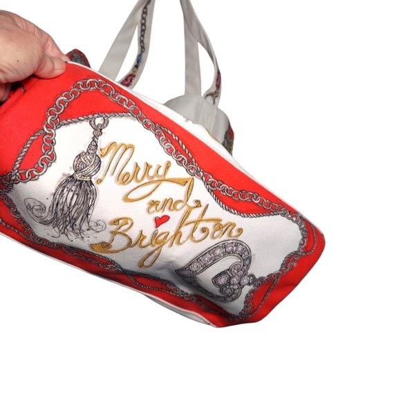 Brighton Large Canvas All That Glitters Ornate Tote Shoulder Bag - Picture 6 of 8